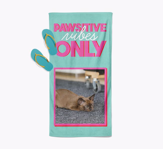'Pawsitive Vibes Only' Personalized {breedFullName} Photo Upload Towel