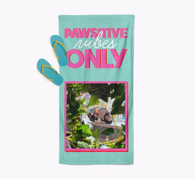 'Pawsitive Vibes Only' Personalised {breedFullName} Photo Upload Towel