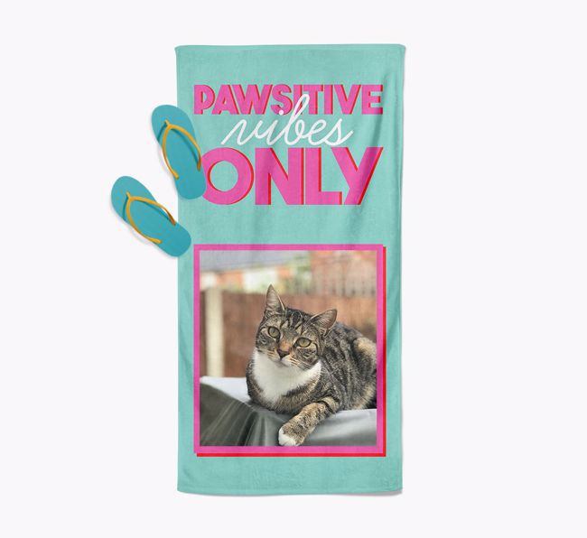 'Pawsitive Vibes Only' Personalized {breedFullName} Photo Upload Towel