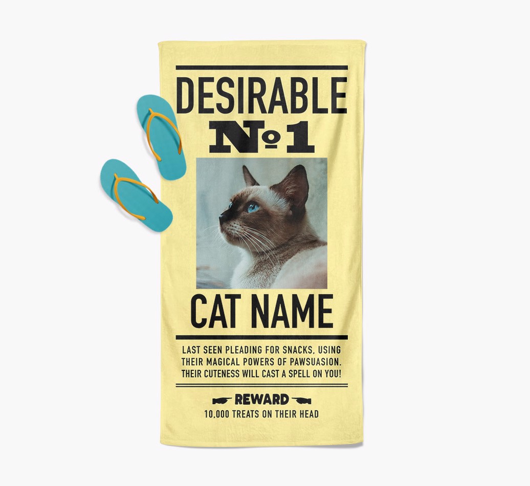 'Desirable No. 1' - {breedCommonName} Photo Upload Towel - full view