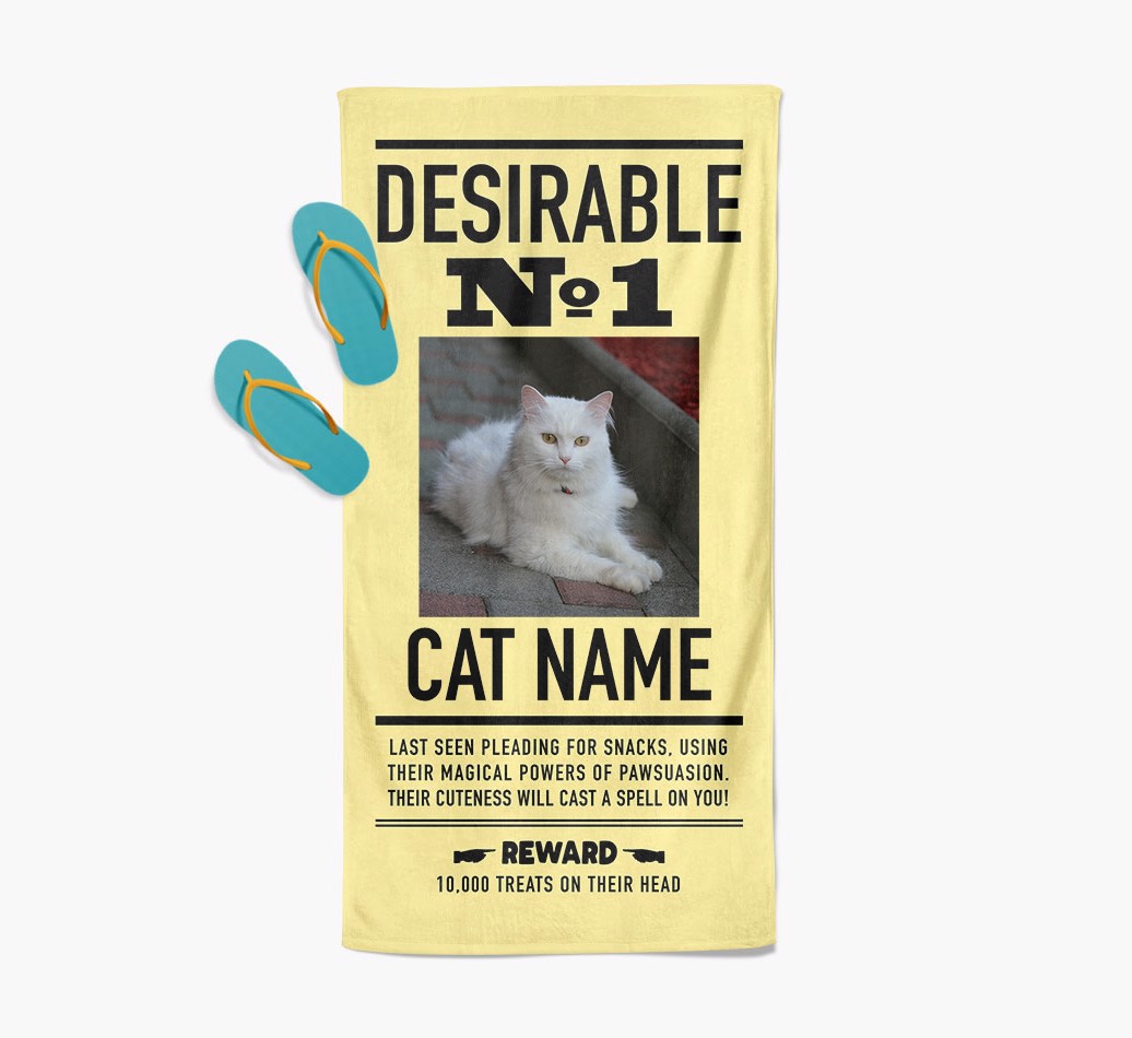 'Desirable No. 1' - {breedCommonName} Photo Upload Towel - full view