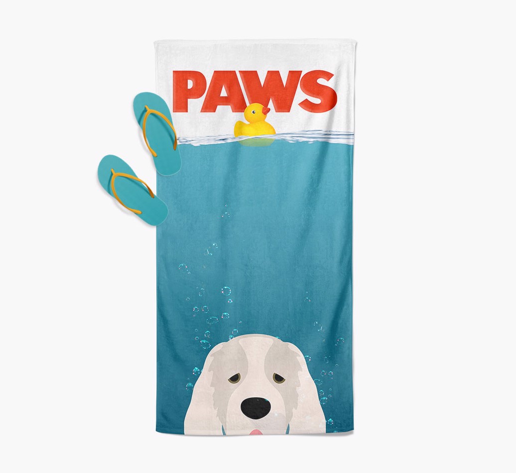 'Paws' - Personalised {breedFullName} Towel - with flip flops