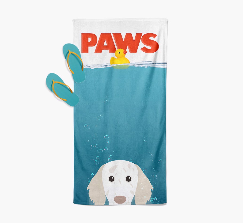 'Paws' - Personalized {breedFullName} Towel - with flip flops