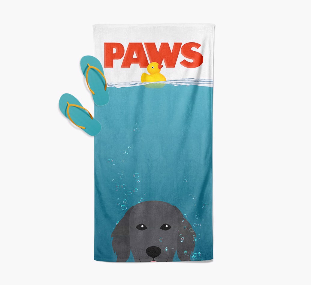 'Paws' - Personalized {breedFullName} Towel - with flip flops