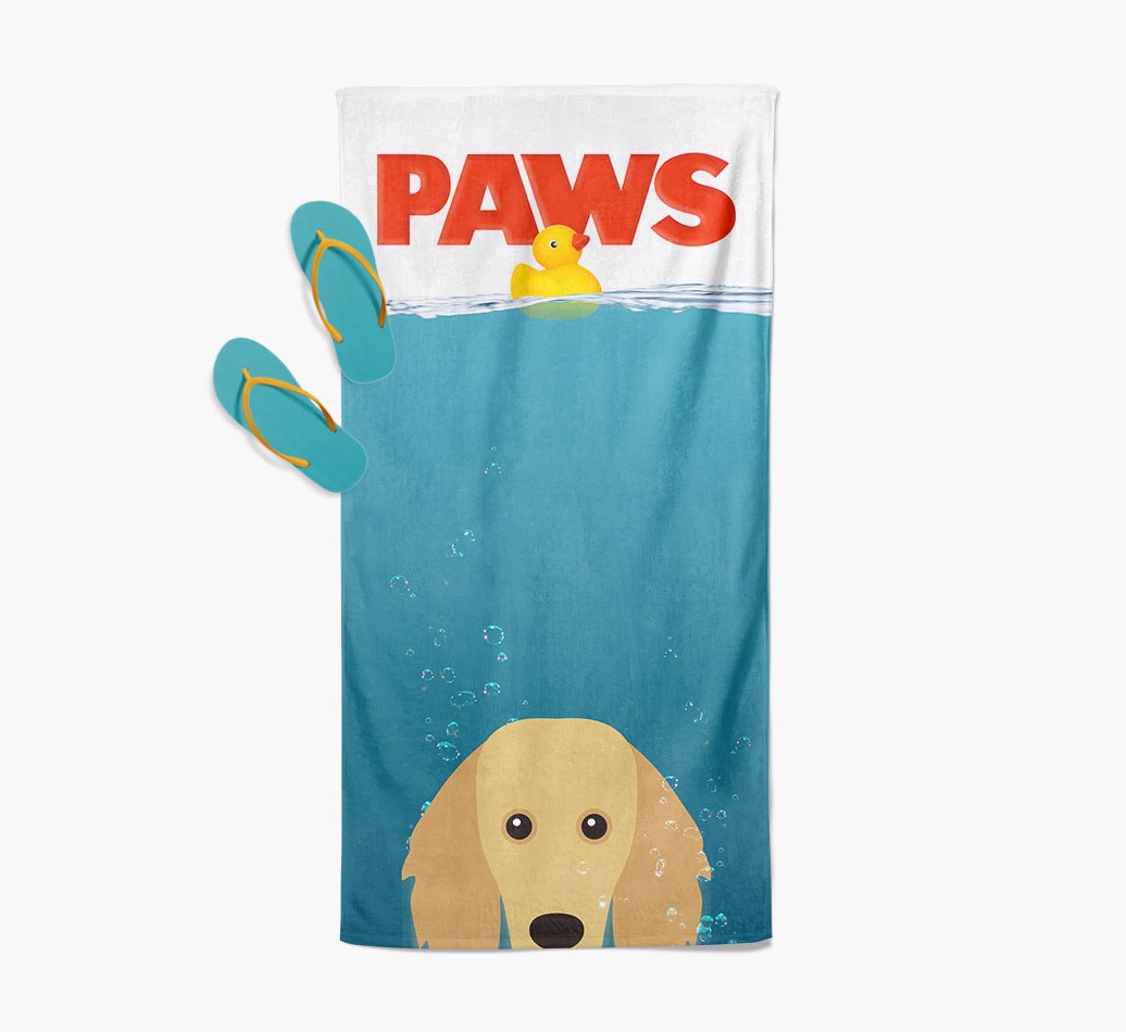 'Paws' - Personalised {breedFullName} Towel - with flip flops