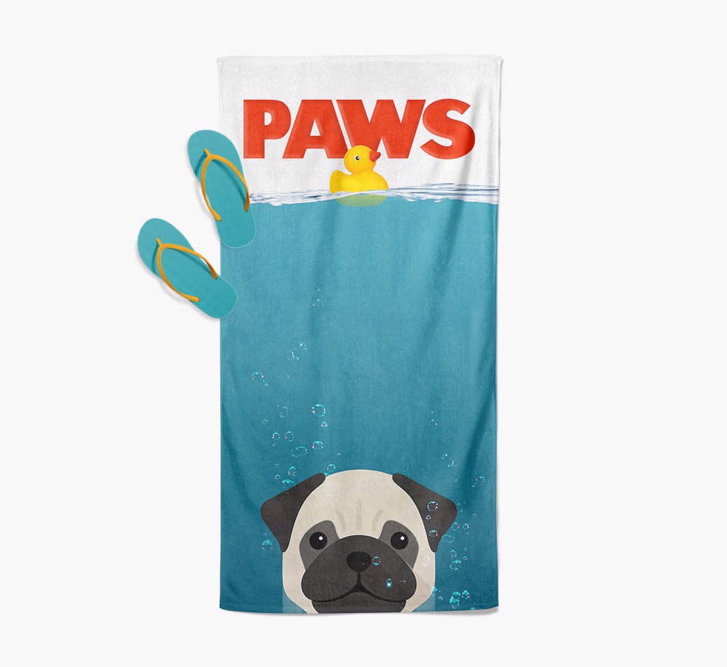 'Paws' - Personalised {breedFullName} Towel - with flip flops