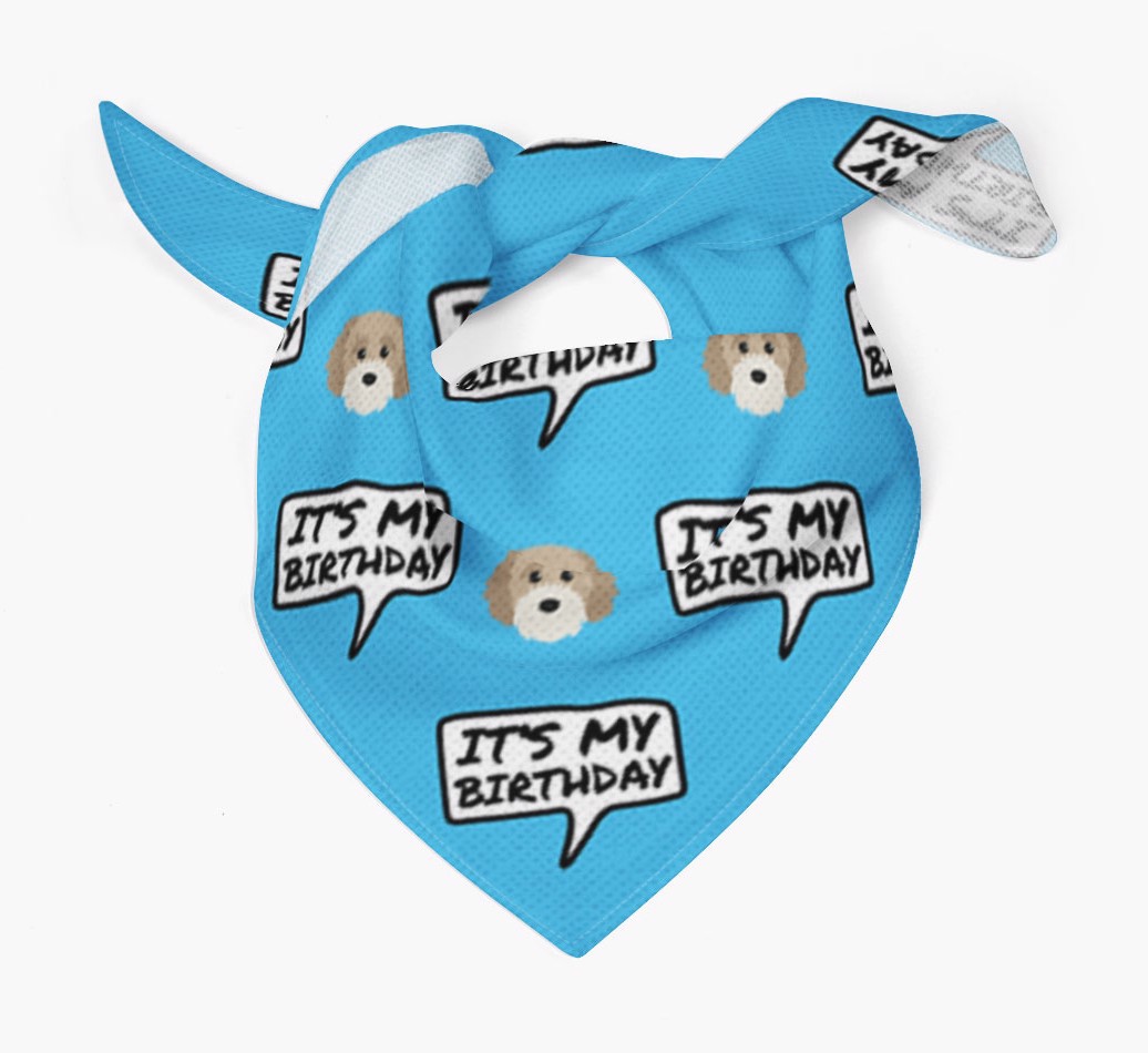 It's My Birthday {breedFullName} Dog Bandana Tied