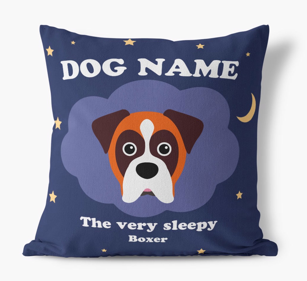 The Very Sleepy Dog: Personalised Canvas Cushion