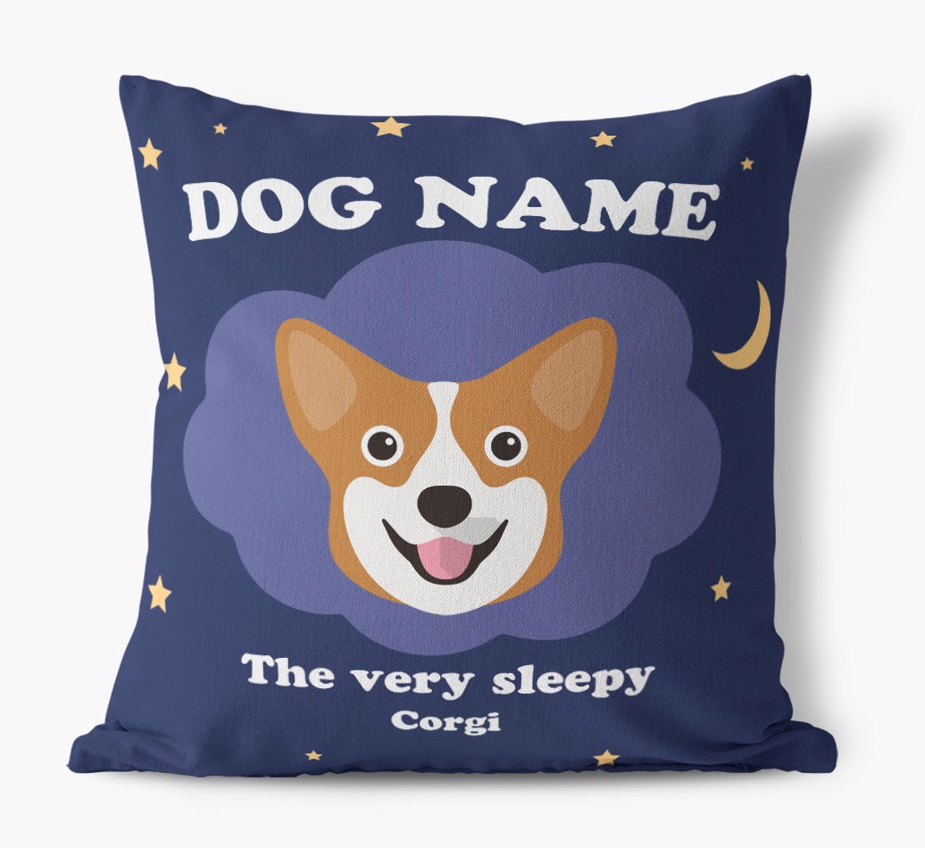 The Very Sleepy Dog: Personalised Canvas Cushion