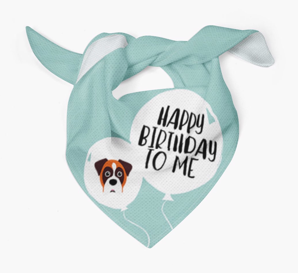 Happy Birthday to {dogsName} Dog Bandana Tied Tied