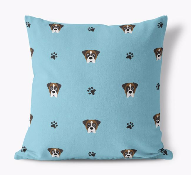 Paw Print Pattern: Personalized {breedFullName} Canvas Pillow