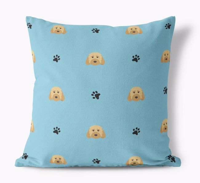 '{breedCommonName} And Paw Print Pattern' - Personalized Canvas Pillow