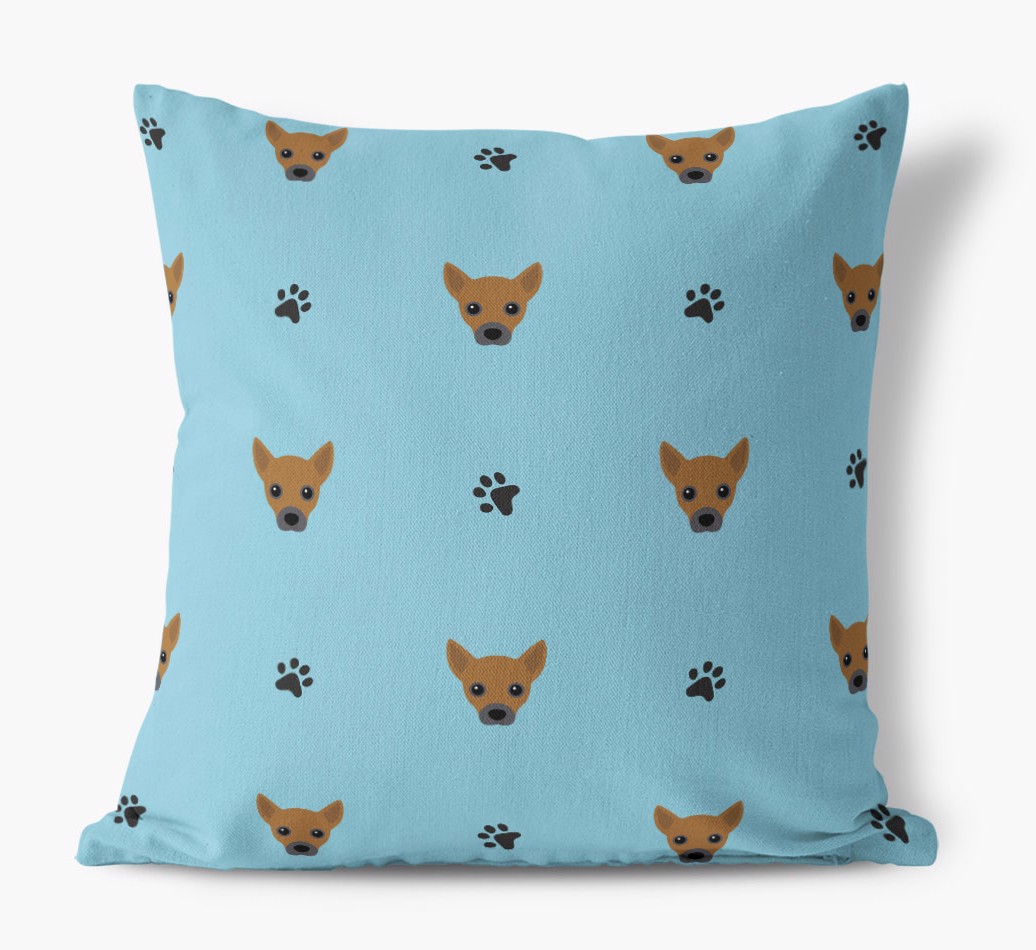 '{breedCommonName} And Paw Print Pattern' - Personalized Canvas Pillow