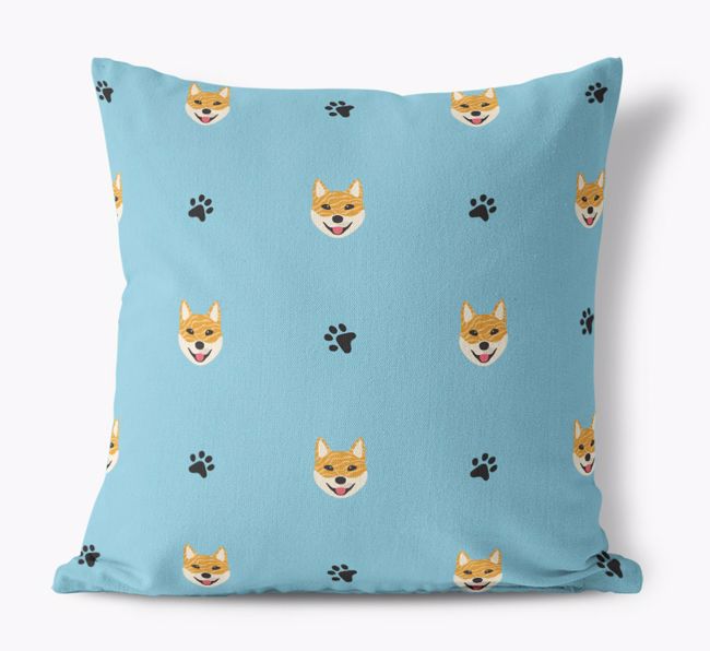 Paw Print Pattern: Personalized {breedFullName} Canvas Pillow