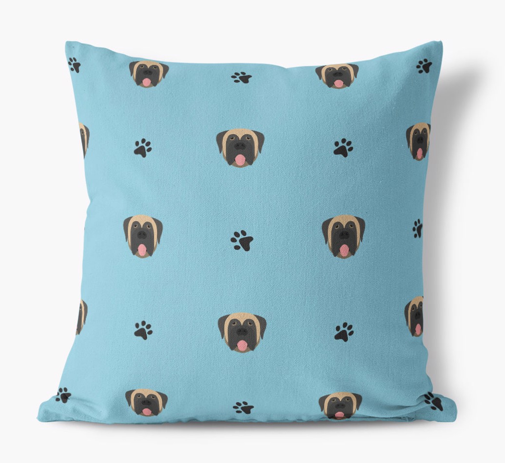 '{breedCommonName} And Paw Print Pattern' - Personalized Canvas Pillow