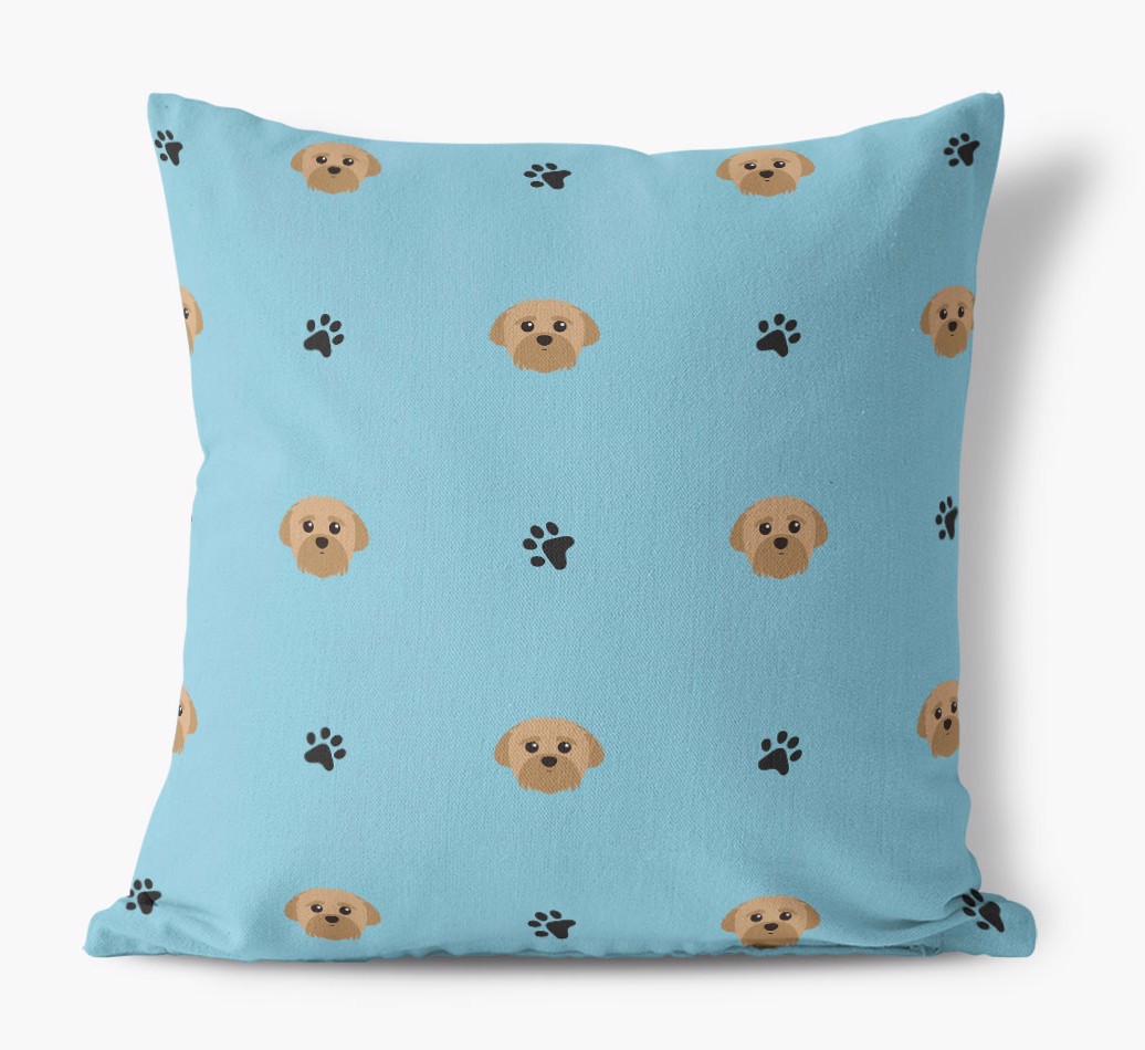 '{breedCommonName} And Paw Print Pattern' - Personalized Canvas Pillow