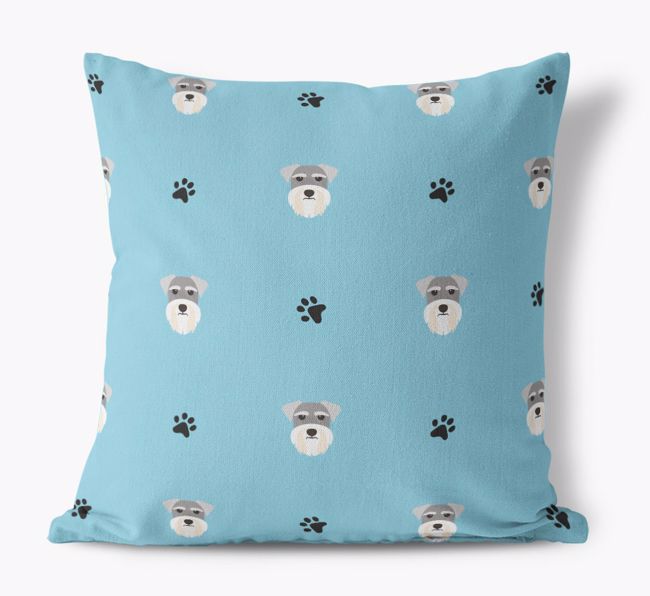 '{breedCommonName} And Paw Print Pattern' - Personalised Canvas Cushion