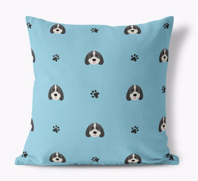 Paw Print Pattern: Personalised {breedFullName} Canvas Cushion