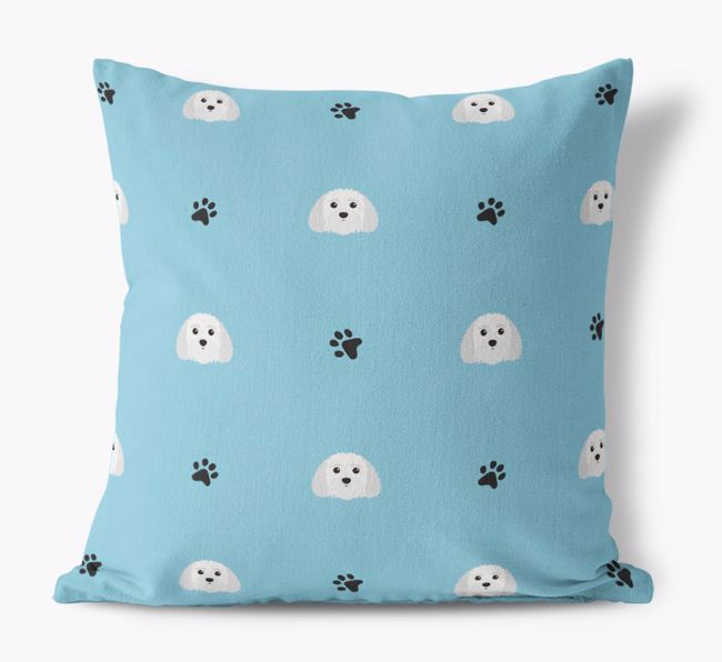 Paw Print Pattern: Personalized {breedFullName} Canvas Pillow