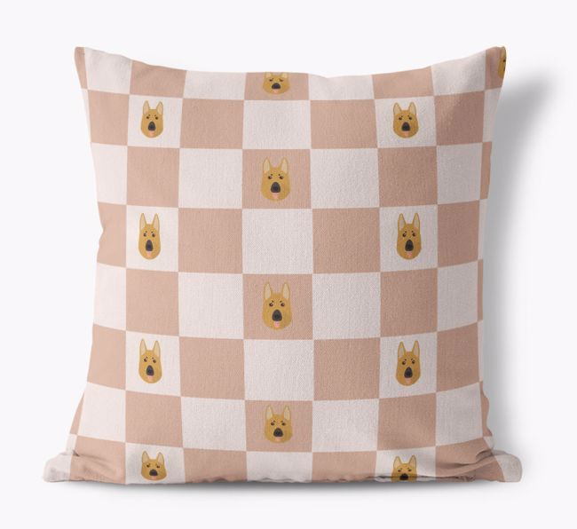 'Checkered {breedCommonName} Pattern' - Personalised Canvas Cushion