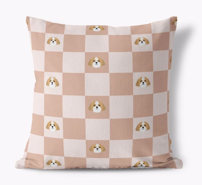 Checkered Pattern: Personalized {breedFullName} Canvas Pillow 