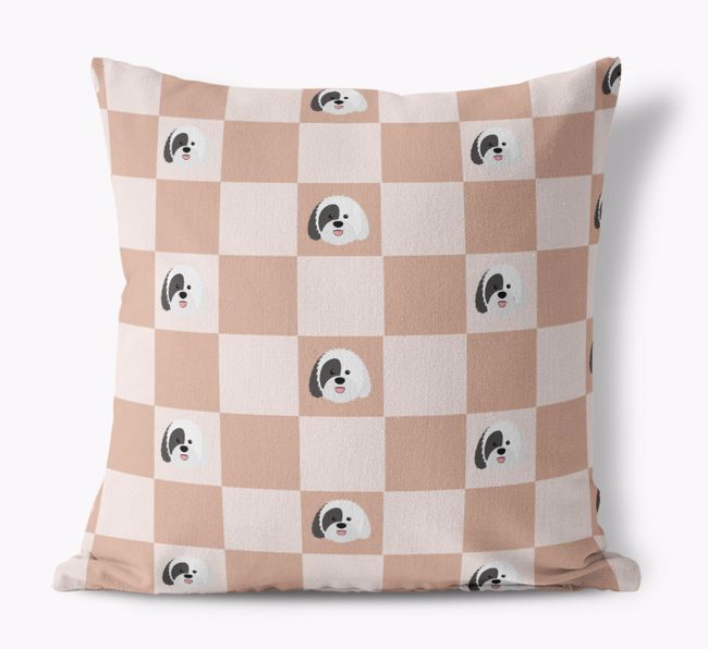 Checkered Pattern: Personalized {breedFullName} Canvas Pillow 