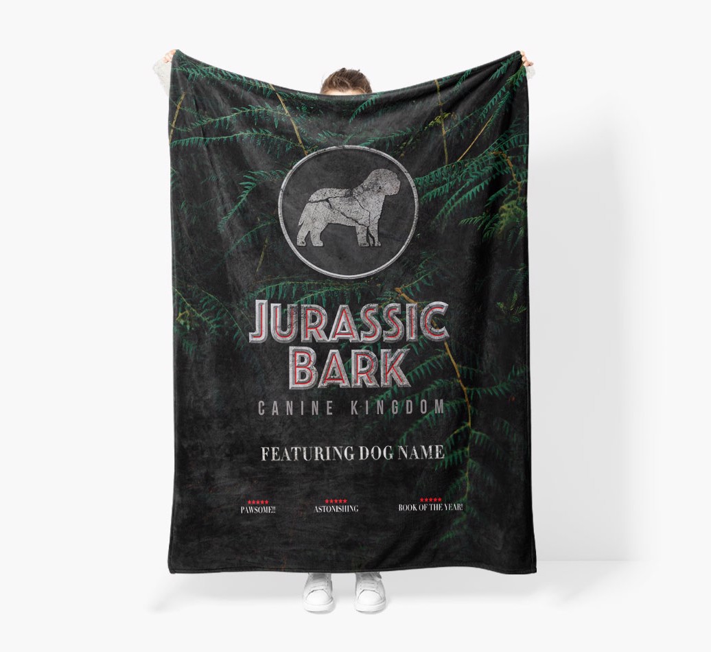 'Jurrasic Bark' - Personalized Blanket - Held by Person