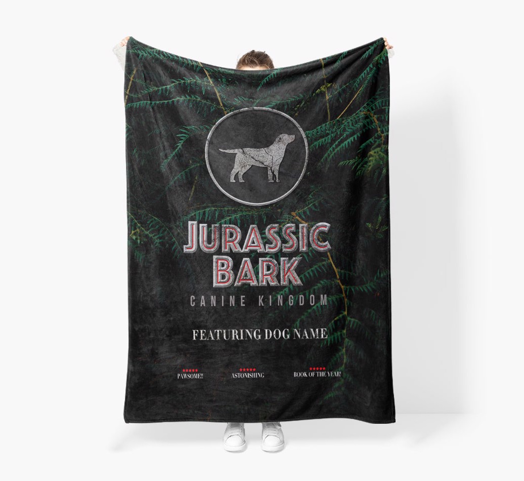 'Jurrasic Bark' - Personalized Blanket - Held by Person