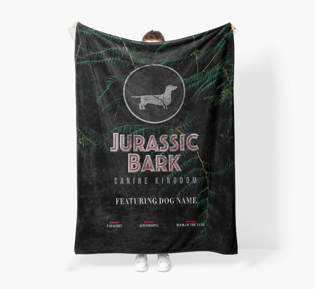 'Jurrasic Bark' - Personalised Blanket - Held by Person