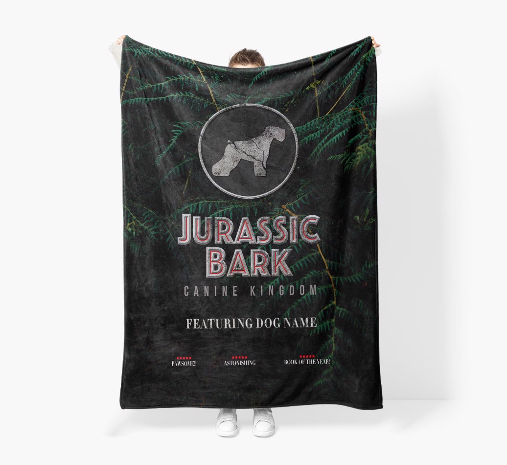 'Jurrasic Bark' - Personalised Blanket - Held by Person