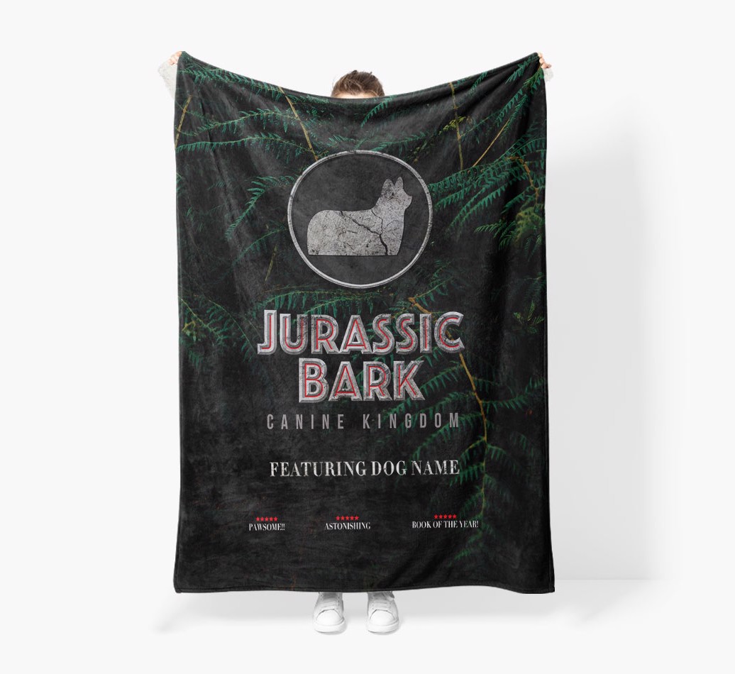 'Jurrasic Bark' - Personalised Blanket - Held by Person
