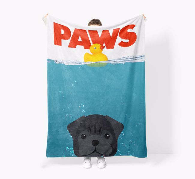 'Paws' - Personalized {breedFullName} Blanket: Premium Sherpa Fleece