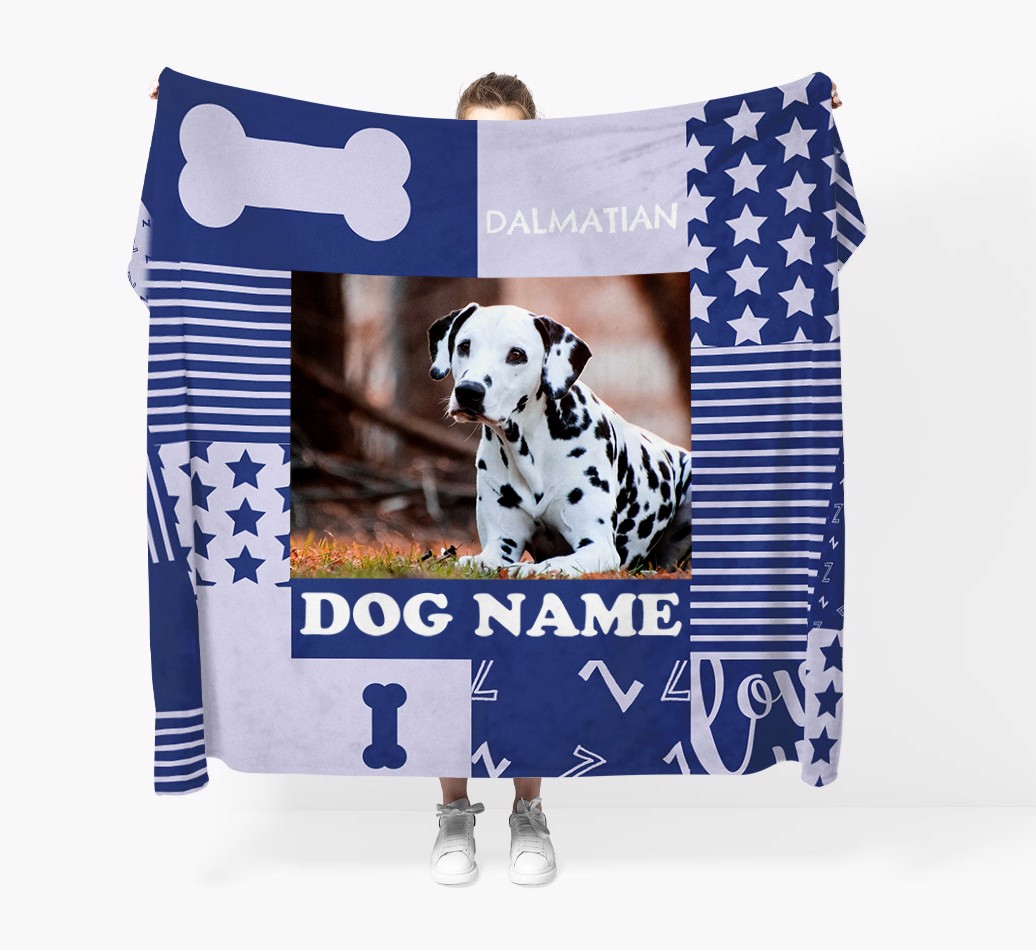 'Patchwork' - Personalised Photo Upload Blanket - Held by Person