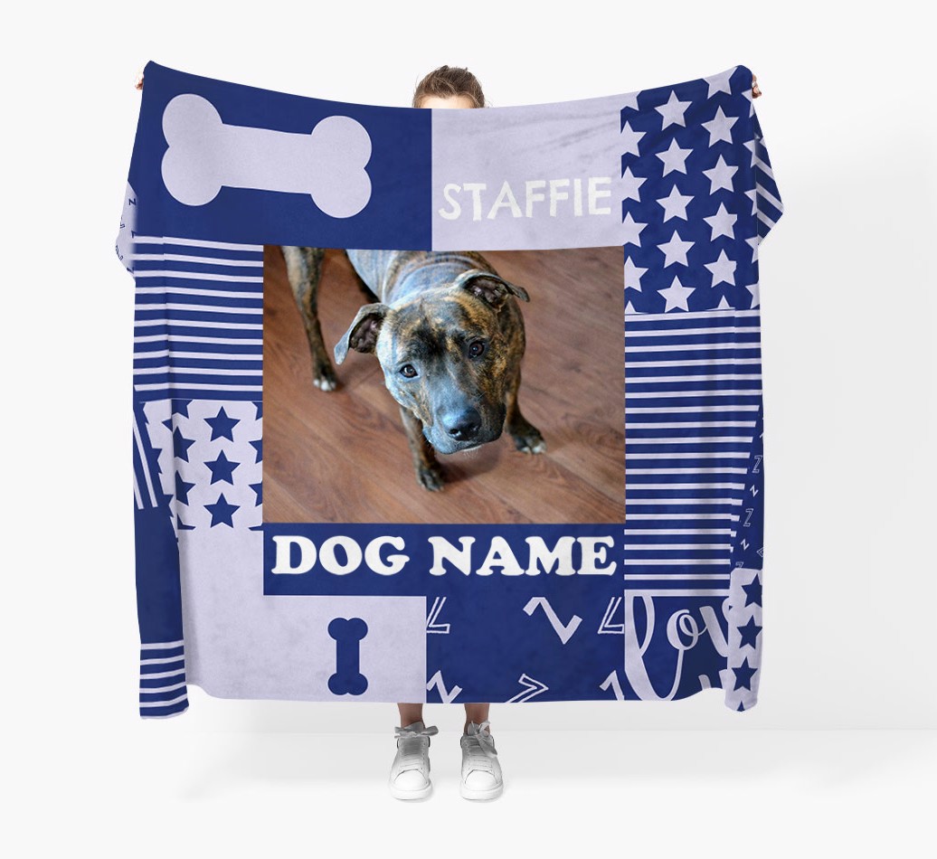 'Patchwork' - Personalised Photo Upload Blanket - Held by Person