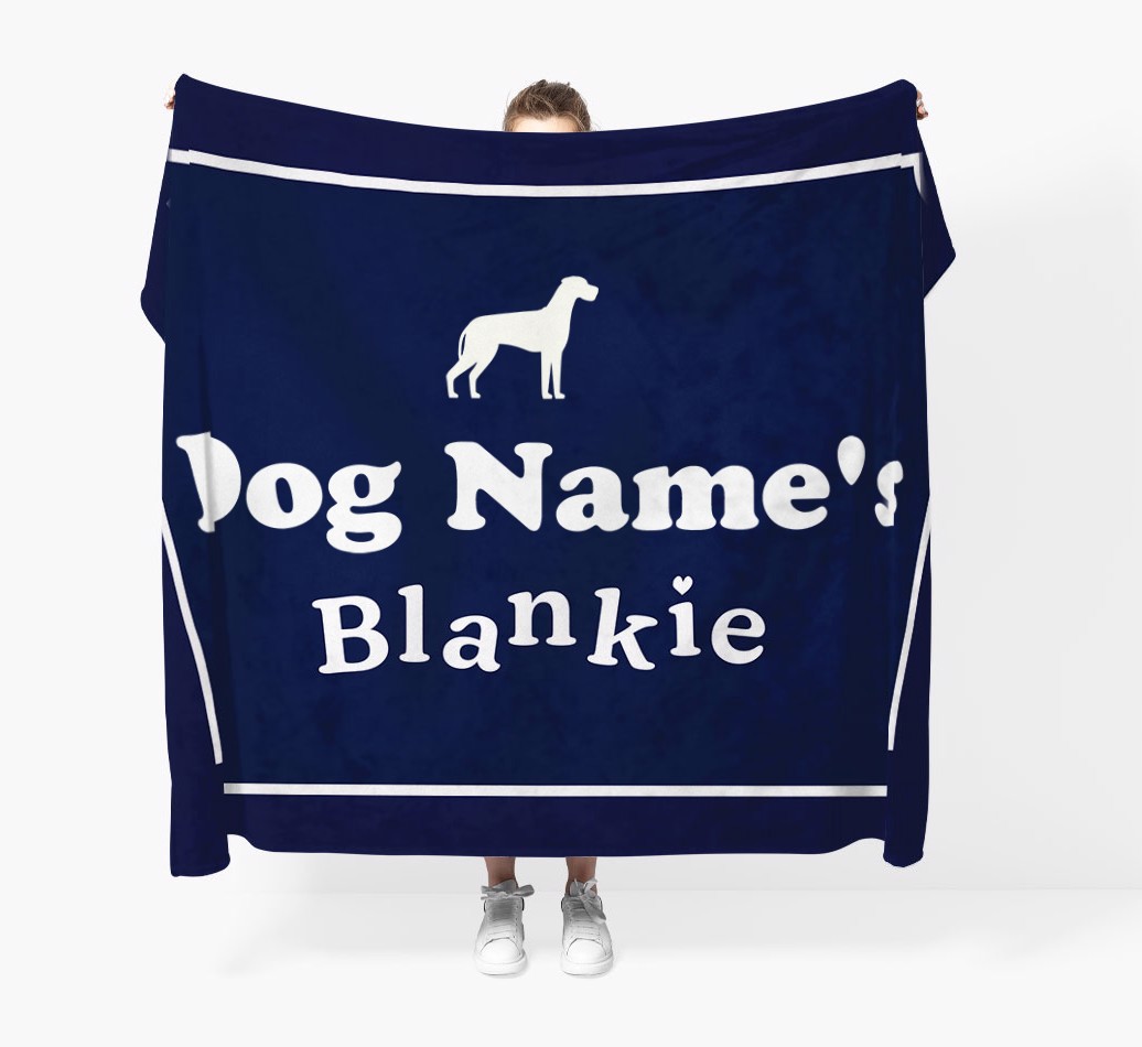 'Dog's Blankie' - Personalized Blanket - Held by Person