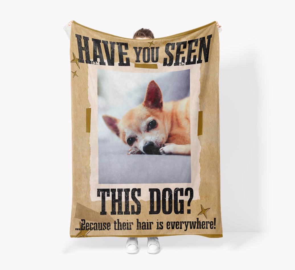 'Lost Dog' - Personalised Blanket - Held by Person