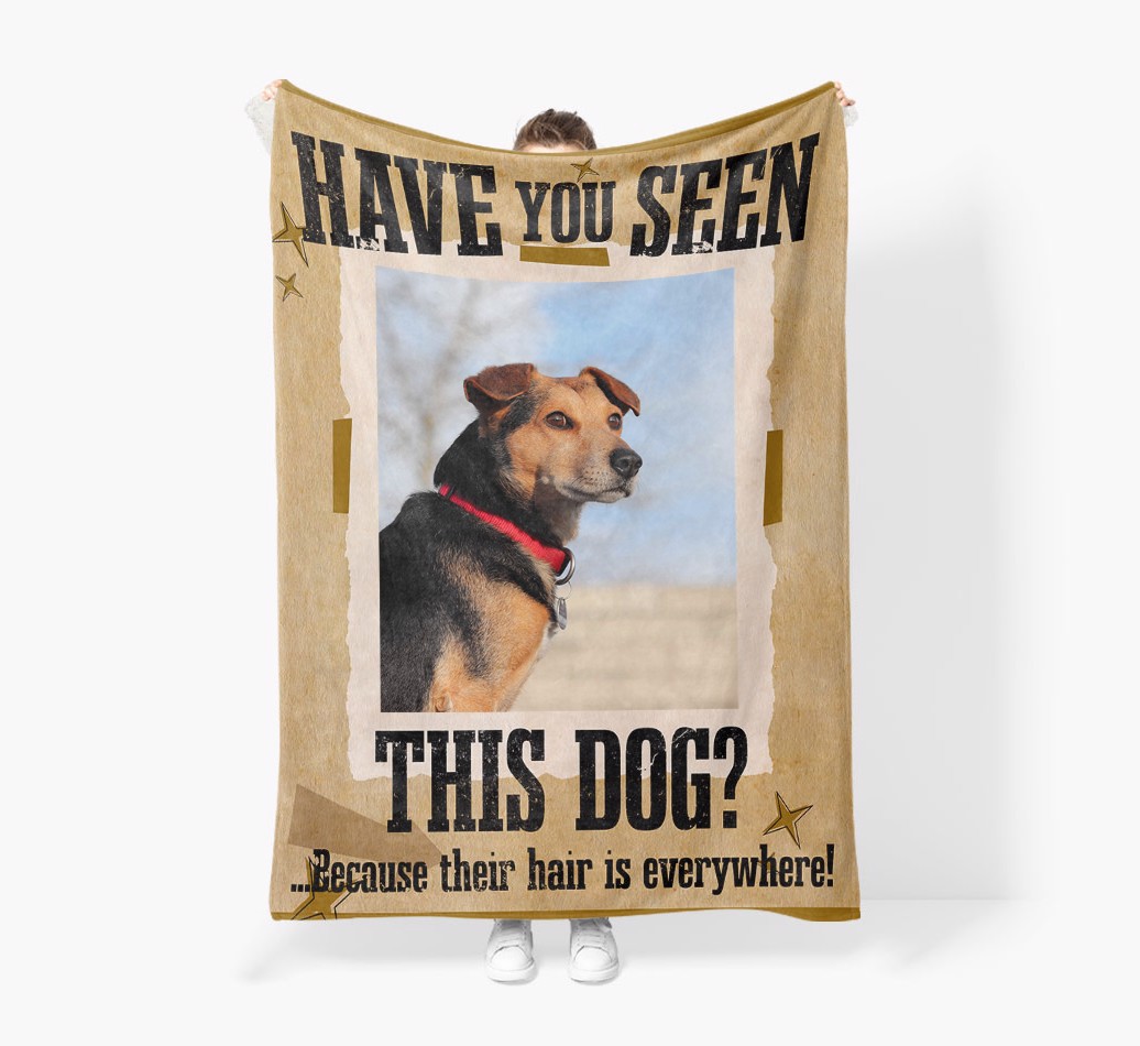 'Lost Dog' - Personalised Blanket - Held by Person