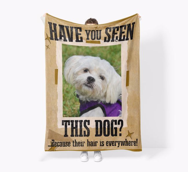 'Have You Seen This Dog?' - {breedFullName} Photo Blanket: Premium Sherpa Fleece