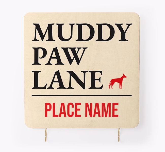 'Muddy Paw Lane' - Personalised {breedFullName} Lead & Collar Hanger