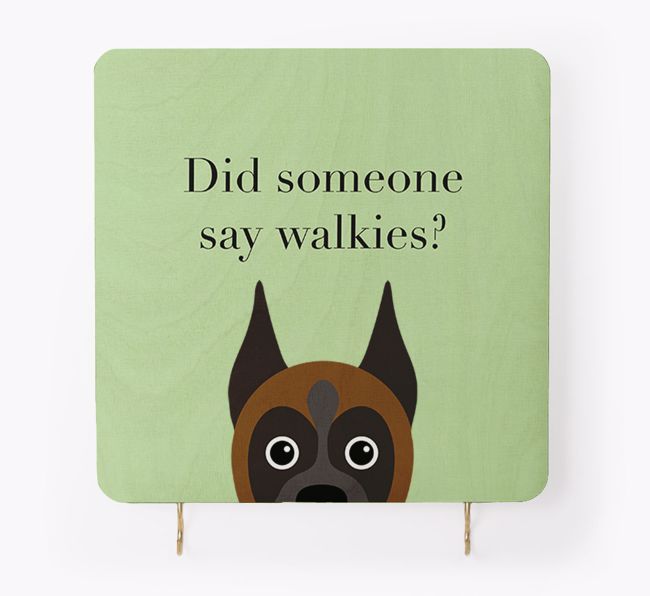 'Did Someone Say Walkies?' - Personalised {breedFullName} Lead & Collar Hanger