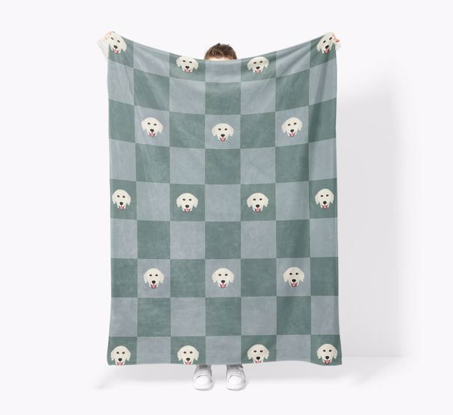 'Checkboard' - Personalised Sherpa Fleece Blanket with {breedFullName} Yappicon