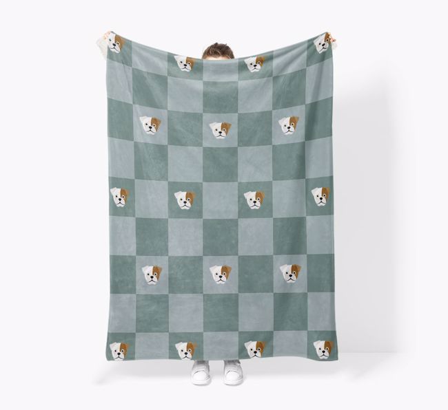 'Checkboard' - Personalized {breedFullName} Blanket: Premium Sherpa Fleece