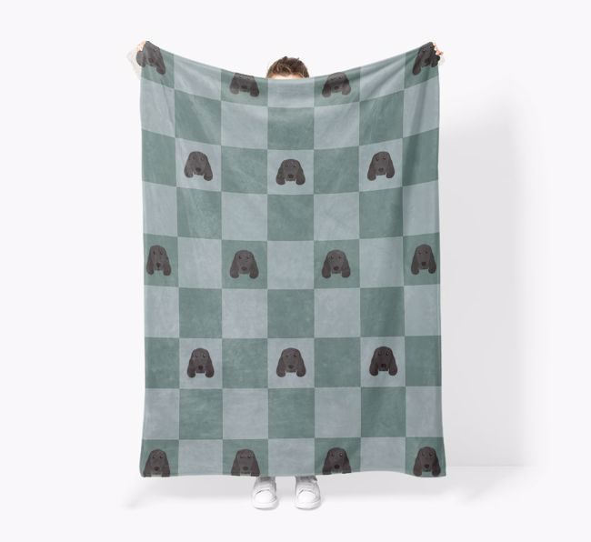'Checkboard' - Personalized {breedFullName} Blanket: Premium Sherpa Fleece