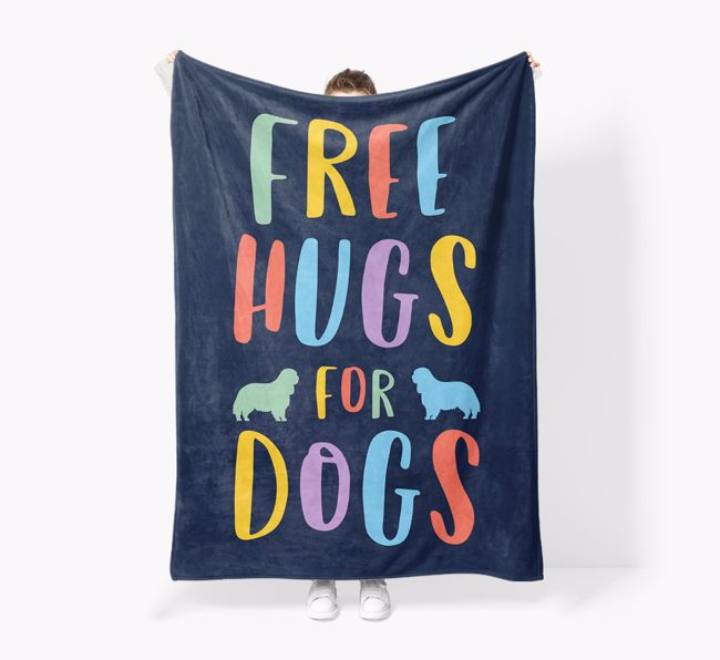 'Free Hugs' - Personalised Sherpa Fleece Blanket with {breedFullName} Silhouette