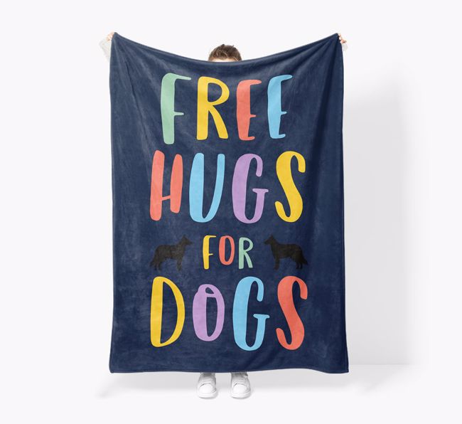 'Free Hugs' - Personalized {breedFullName} Blanket: Premium Sherpa Fleece