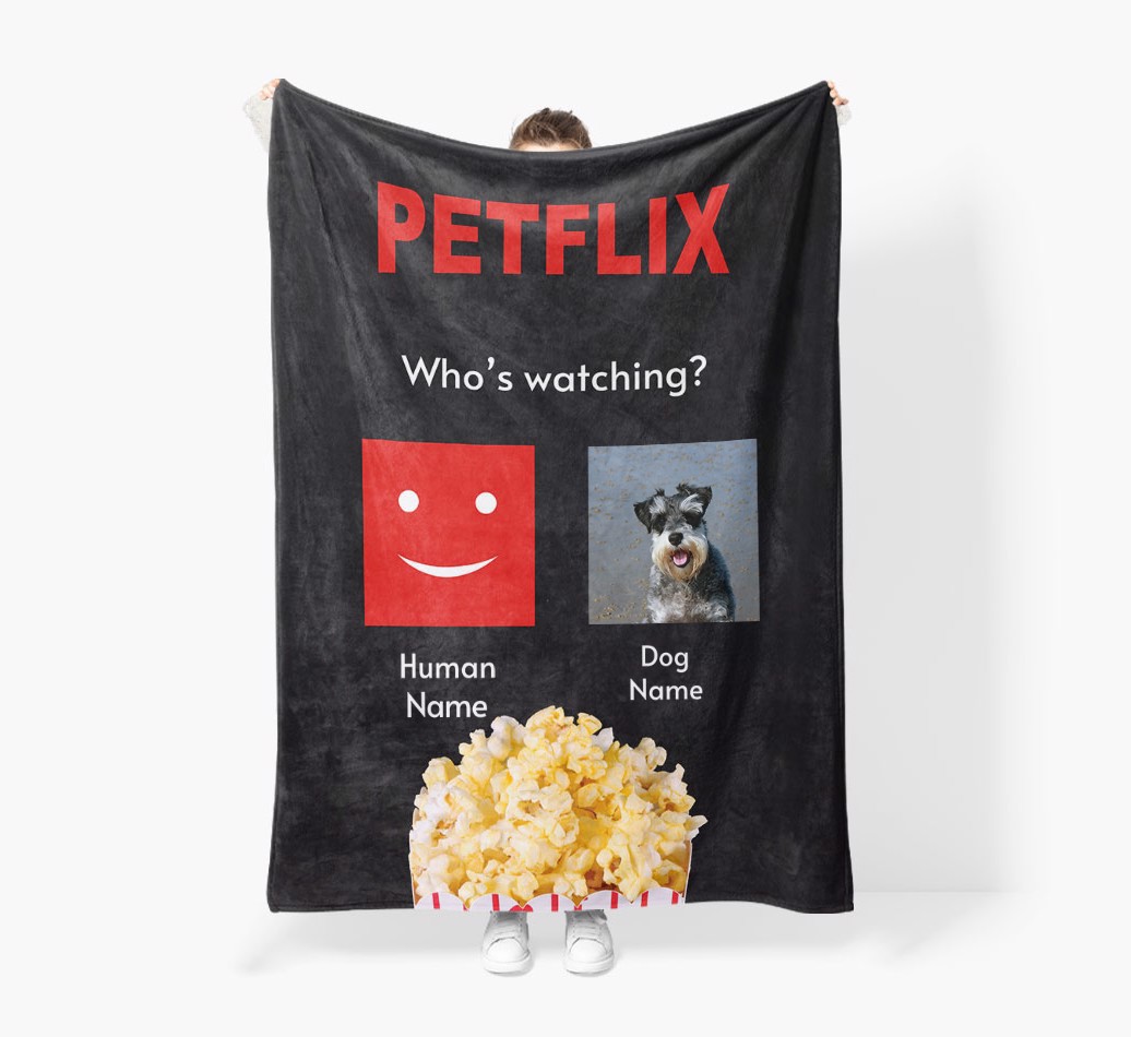 'Petflix' - Personalized Blanket - Held by Person
