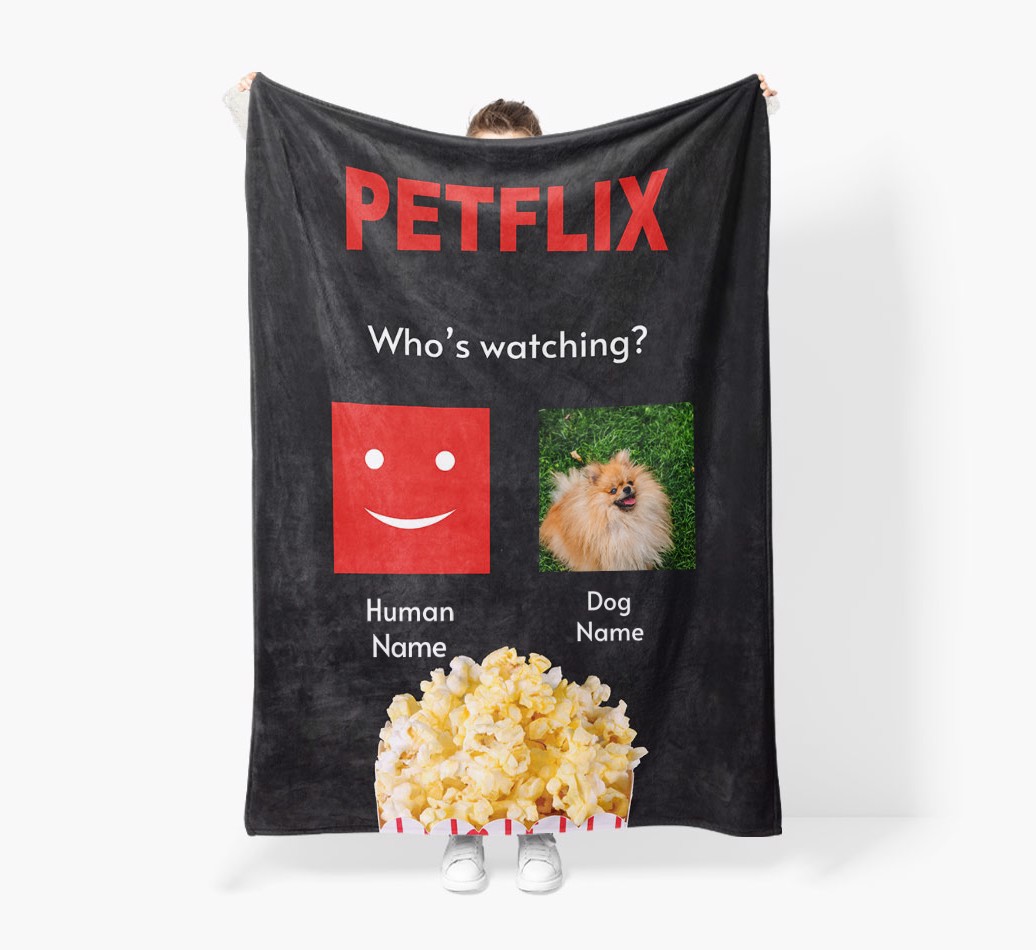 'Petflix' - Personalized Blanket - Held by Person