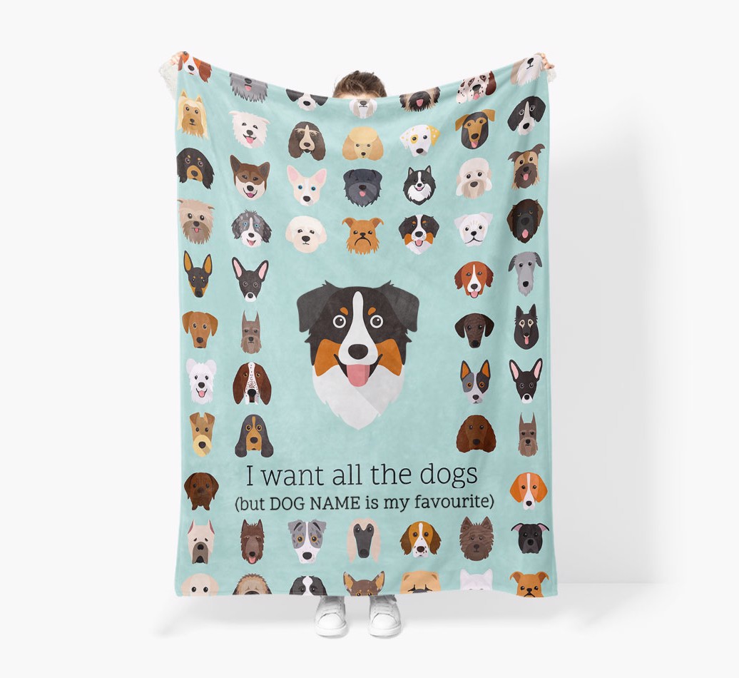 'All The Dogs' - Personalised Blanket - Held by Person