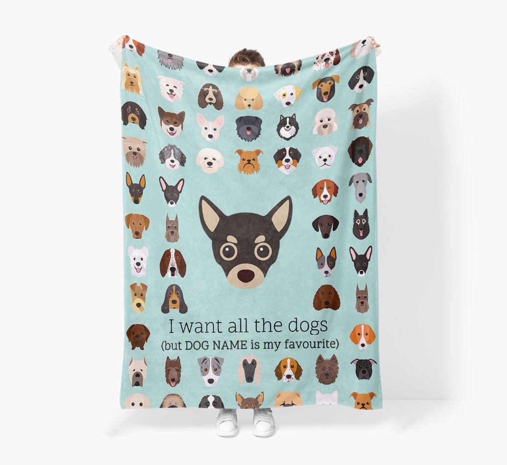 'All The Dogs' - Personalised Blanket - Held by Person