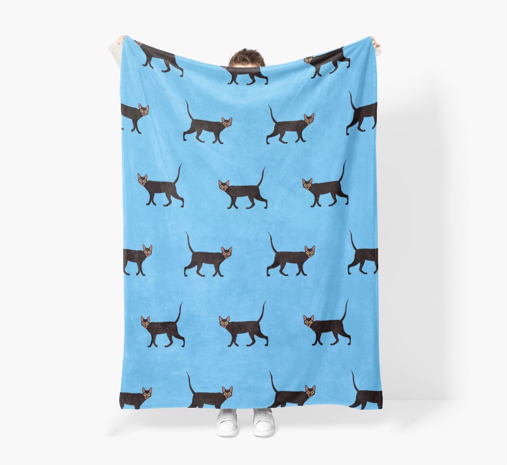 'Yappicon Pattern' - Personalized Sherpa Fleece Blanket with {breedFullName} Yappicon - Held by Person